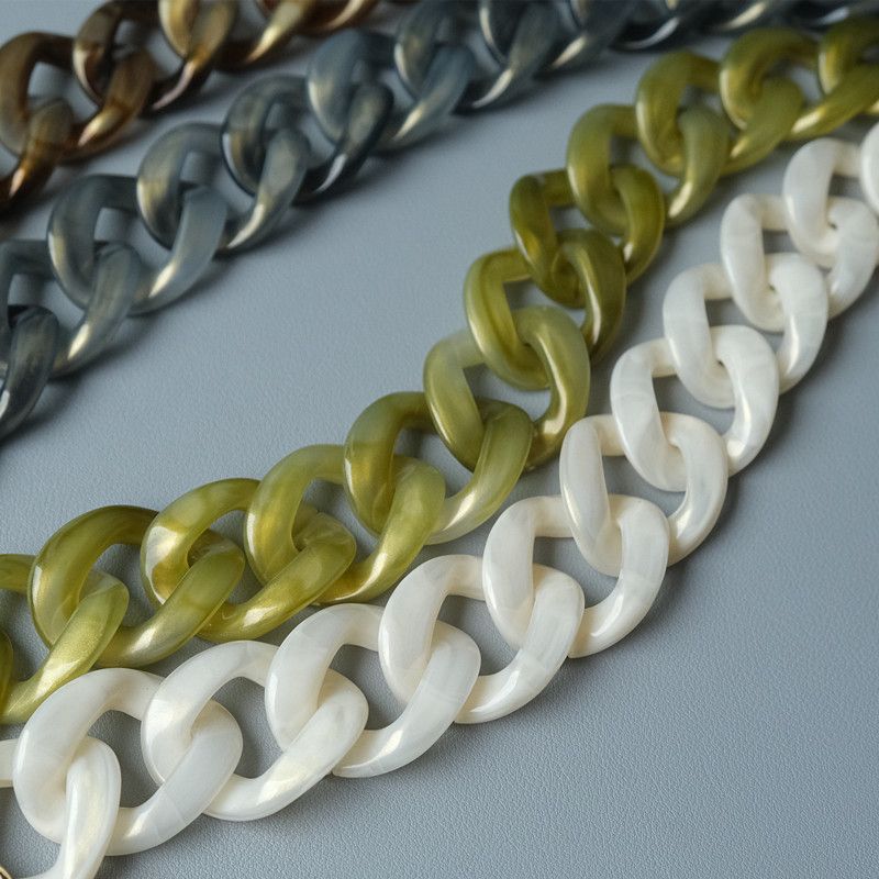 Vintage Gold Pulver Pailletten Acryl Harz Farbe-Block Handgemachte Abnehmbare Dicke Tasche Dekoration Kette_voghion.com
