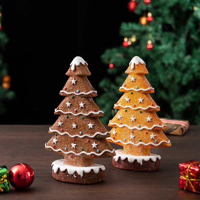 Gingerbread Christmas Tree Model Scene Decoration, Home Desktop Resin Craft Ornament For Holiday Display_voghion.com