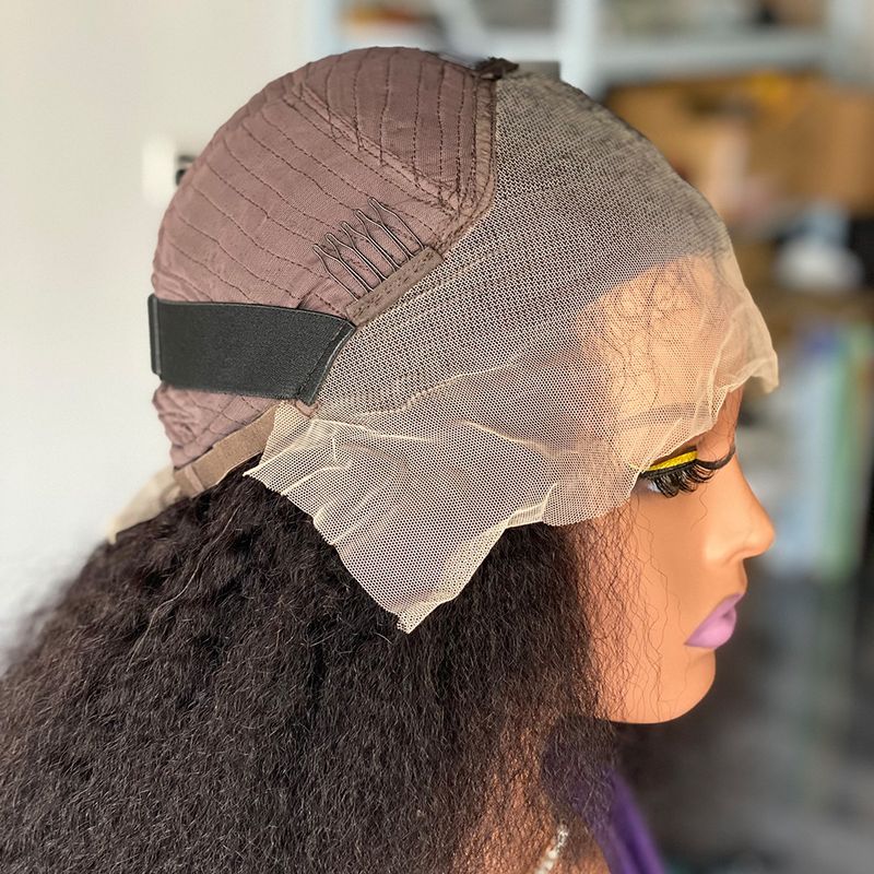 Extension per capelli Parrucche parrucca frontale in pizzo con capelli umani lisci e crespi copricapo completo_voghion.com