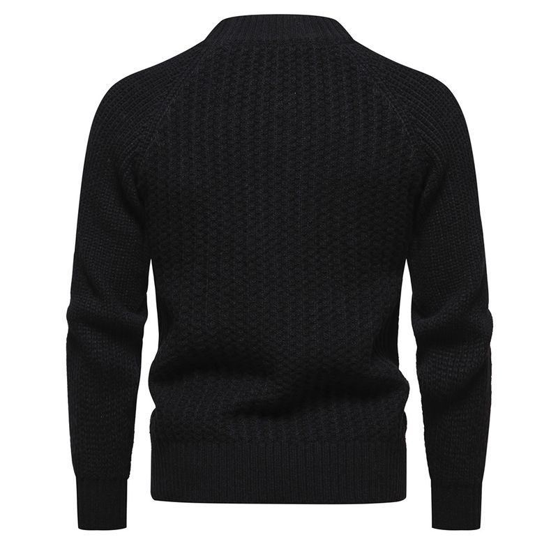 Men's pullover sweater, winter European size solid color versatile youth knitwear top_voghion.com