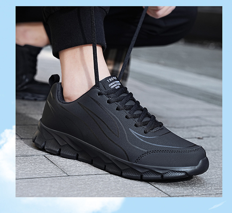 Miesten ulkoilukengät nahkaiset matalat klassiset mustat urheilukengät nauhalliset skeittikengät kävelyyn valkoiset vapaa-ajan juoksukengät_voghion.com