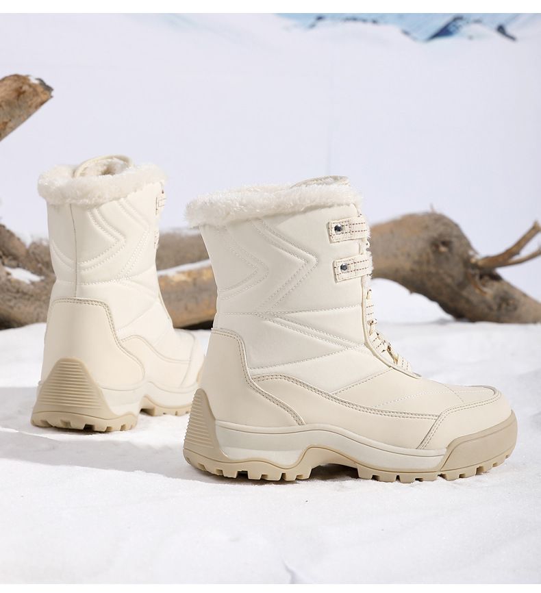 2025 New Snow Boots Warm Cotton-Lined Boots Durable Windproof High-Top Lace-Up Women's Boots_voghion.com