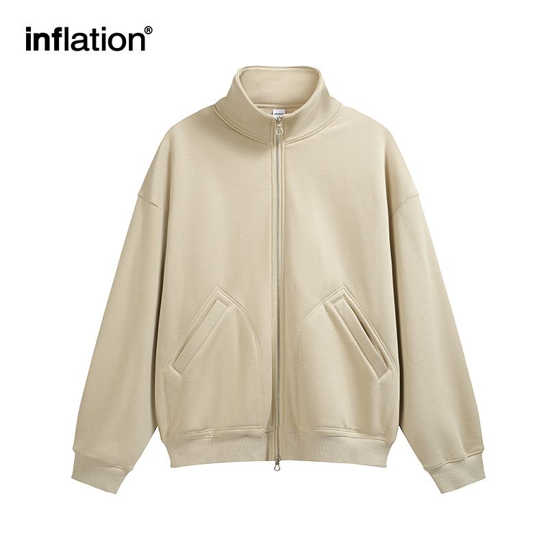 Maglione alla moda da uomo con collo alto, cerniera a doppia testa, top in pile con fiamma integrata_voghion.com