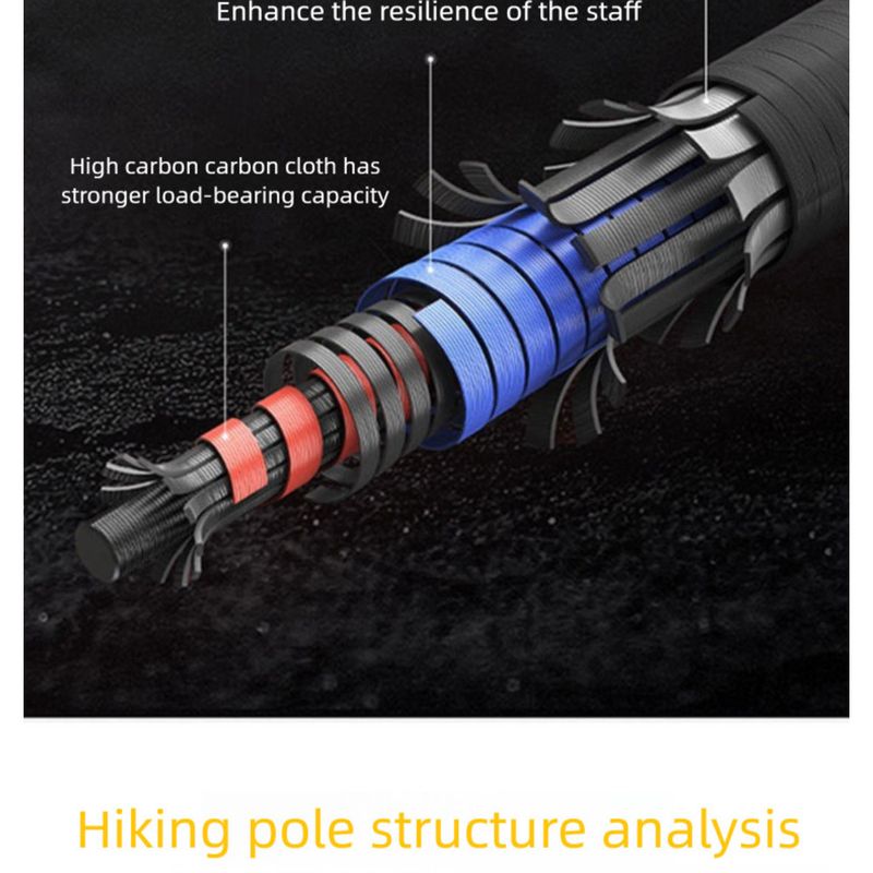 Ultra-light Fiber Three-section Straight Handle External Lock Telescopic Hiking Outdoor Climbing Carbon Walking Stick_voghion.com