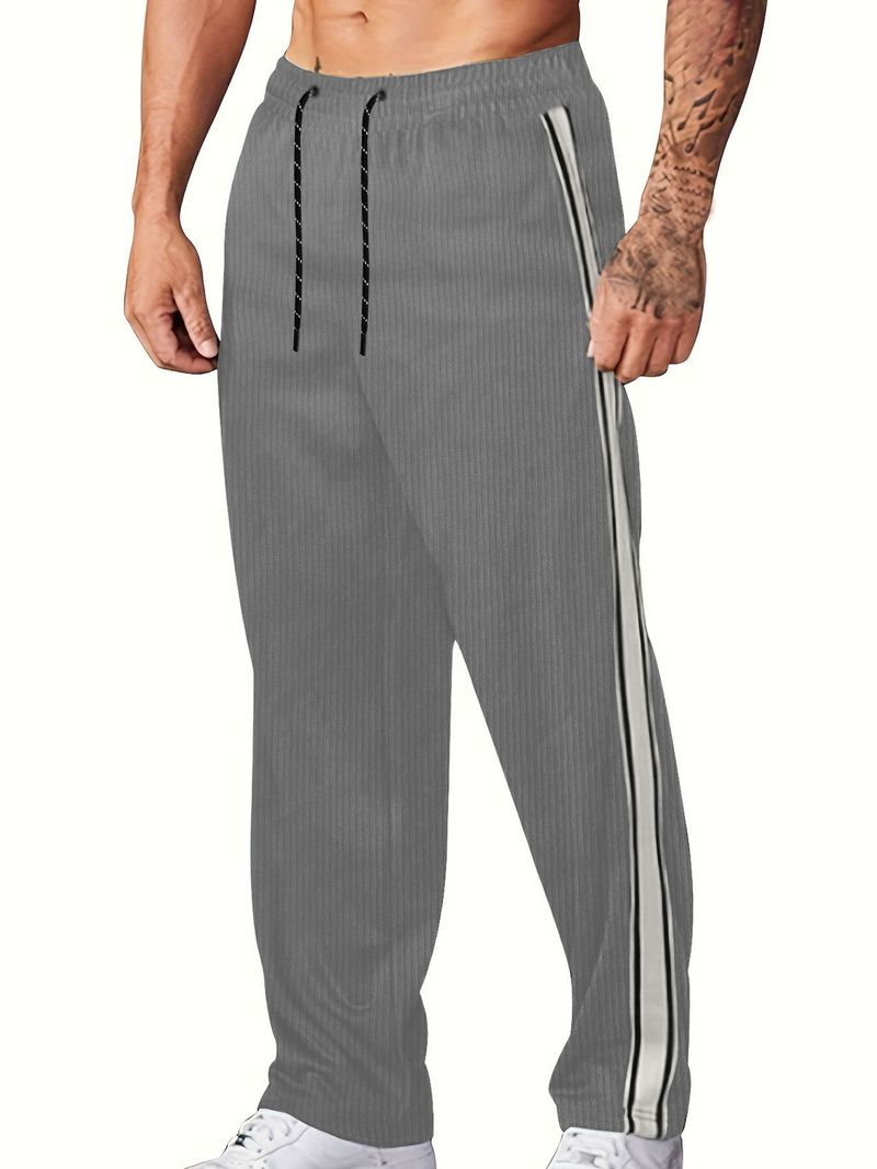 Men's Casual Corduroy Pants With Belt, Straight Leg Trousers, Multi-pocket Design, Comfortable Stretch Fabric, Multiple Colors & Sizes_voghion.com