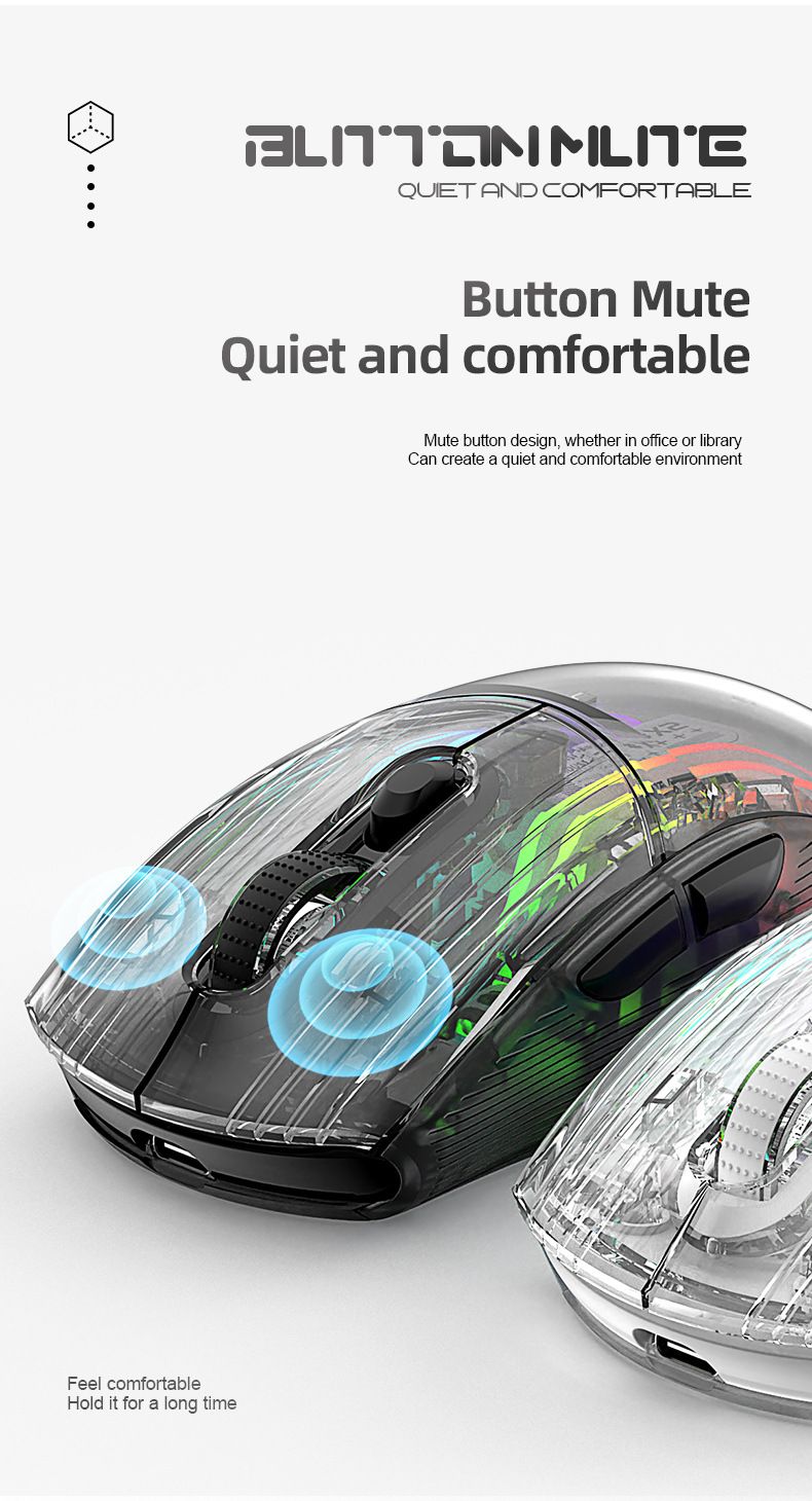 Souris de jeu sans fil Bluetooth lumineuse et transparente à trois modes avec écran Attack Shark X2PRORGB_voghion.com