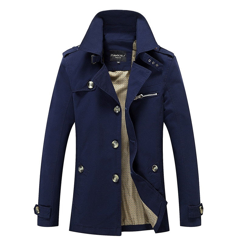 Trench, giacca a vento oversize, tinta unita, in puro cotone, casual, abbigliamento da uomo, cappotti e giacche_voghion.com