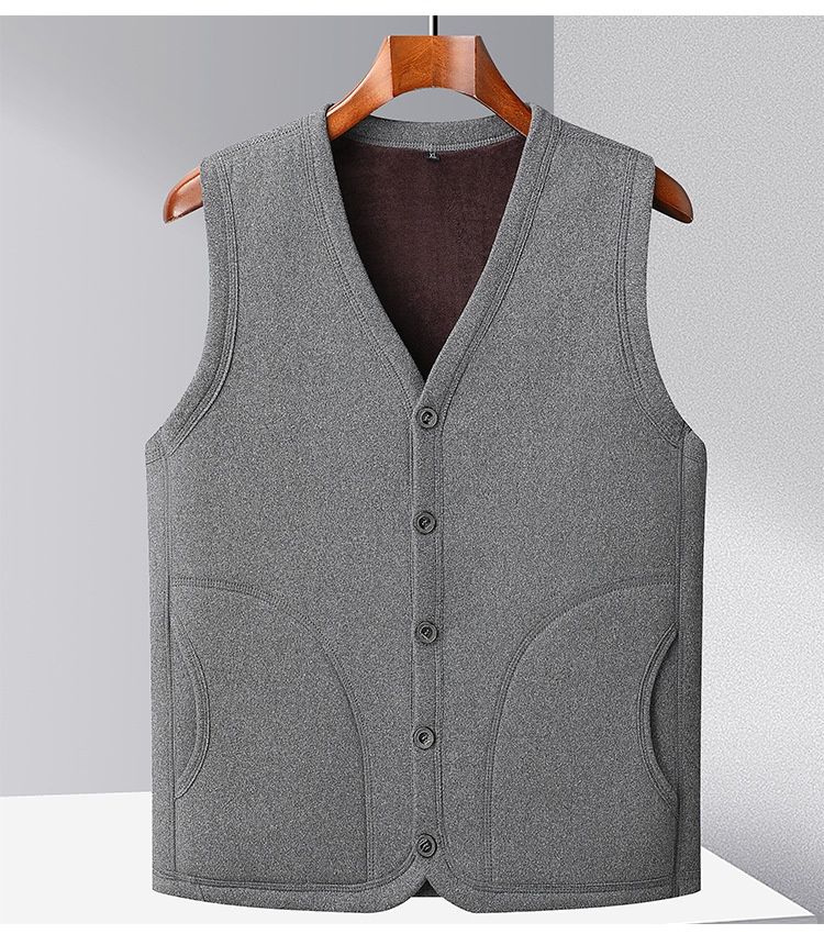 Nordmann Men's Middle-aged And Elderly Thermal Vest Thickened De Velvet Dad's Outfit Cross-border Casual Base Layer Cardigan_voghion.com