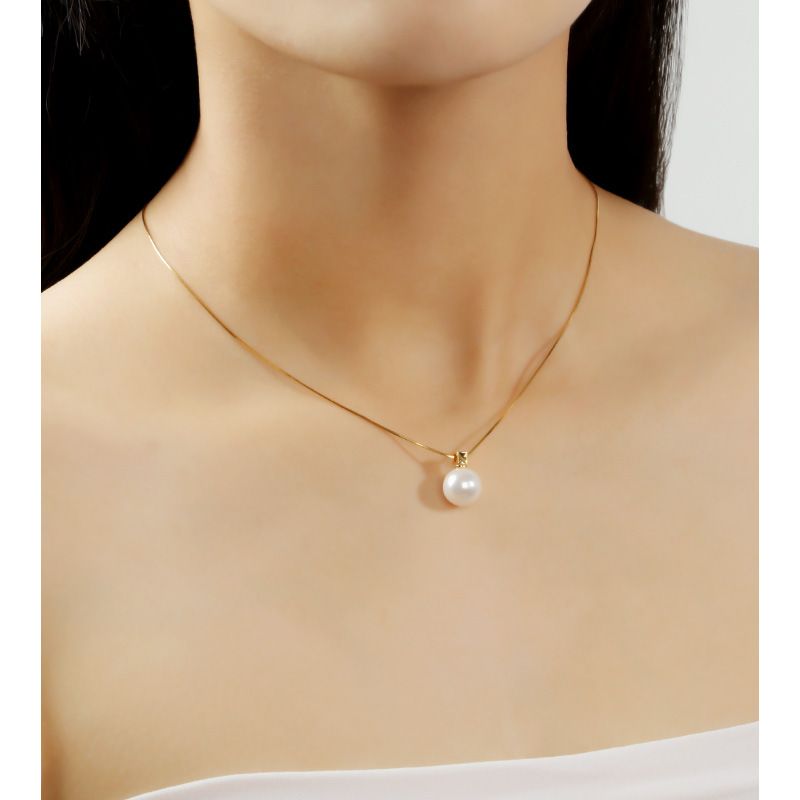 Collana di perle in argento sterling, forte e leggera, da donna, con catena per clavicola placcata in oro elettrolitico, tutto abbinato_voghion.com
