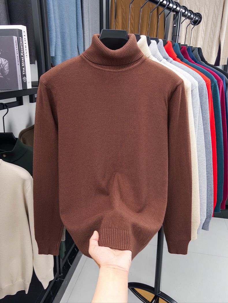 Thermo-Rollkragenpullover für Herren – Dicke Winter-Strick-Basisschicht (Schwarz/Dunkelgrau/Burgunderrot/Khaki, Größen M–XXXXL, unverzichtbares Wollmischgewebe)_voghion.com