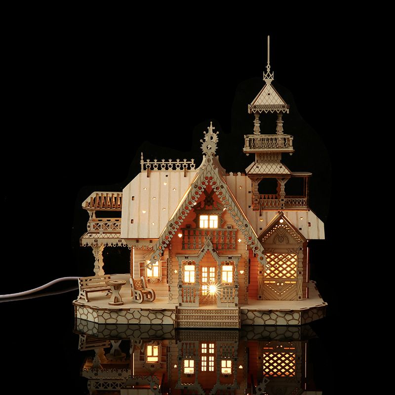 Novo quebra-cabeça tridimensional 3D brinquedos de madeira para crianças, brinquedos de montagem educacional DIY villa criativa_voghion.com