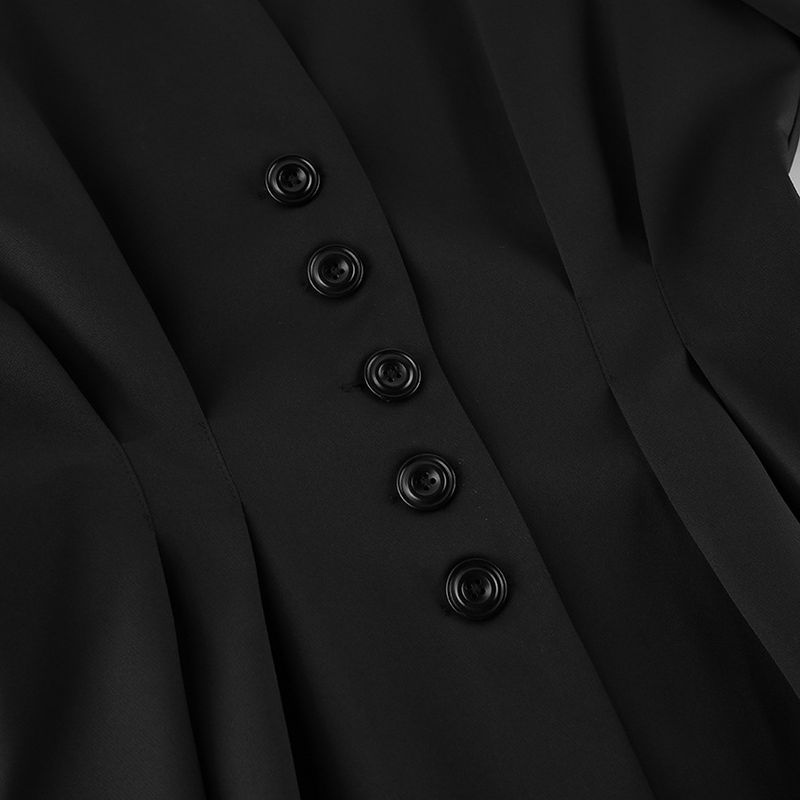 2025 Herbstmode Schwarzer Anzug Damen, Taillenbetonter Blazer und Hose Zweiteiliges Set für den Arbeitsweg_voghion.com