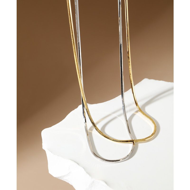 Collana in argento sterling da donna con catena a forma di serpente tondo, design di nicchia italiano di alto livello, accessori per gioielli eleganti_voghion.com