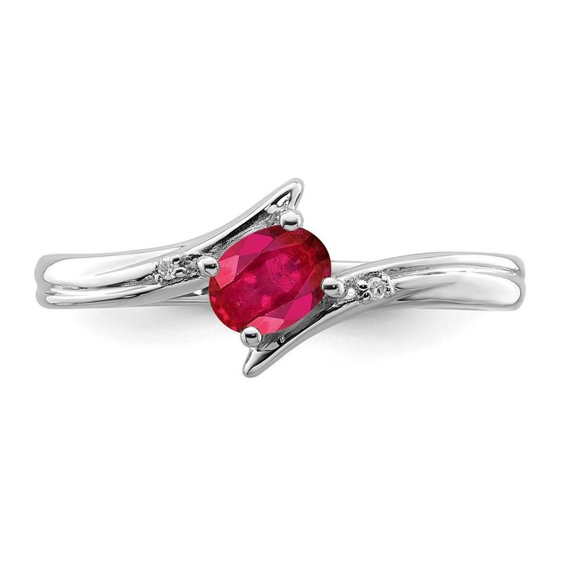 Sterling Silver Rhodium-plated Ruby And Diamond Ring_voghion.com