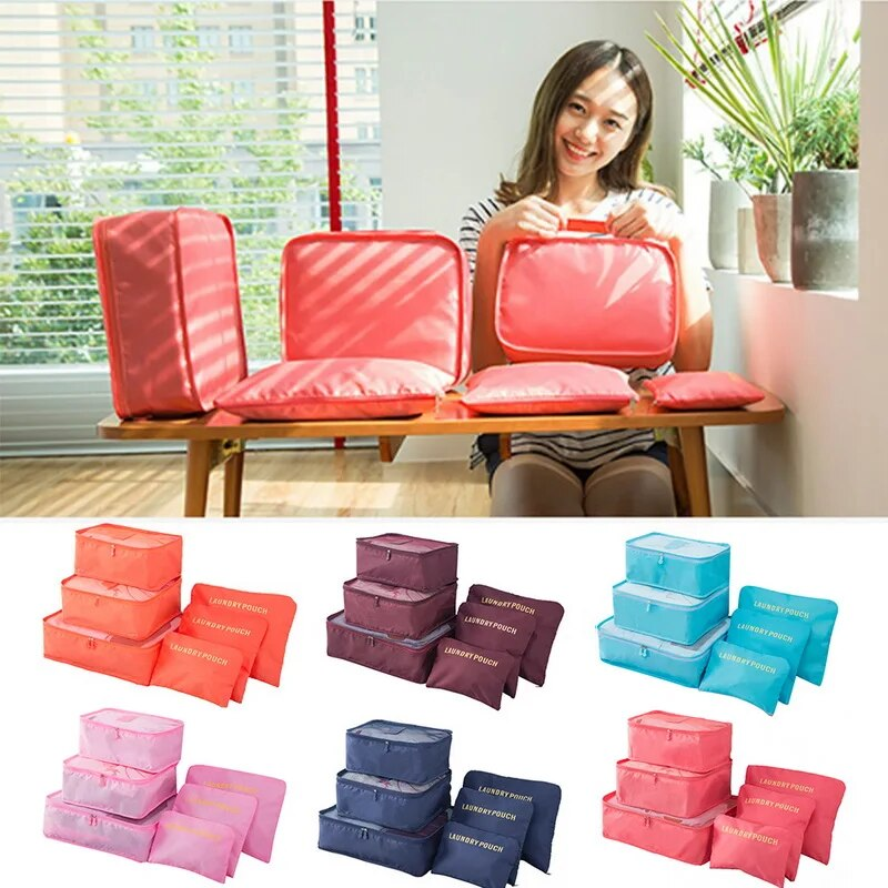 6pcs Travel Bags Suitcase Packing Set Storage Cases Portable Lage Clothes Shoe Foldable Organizer_voghion.com