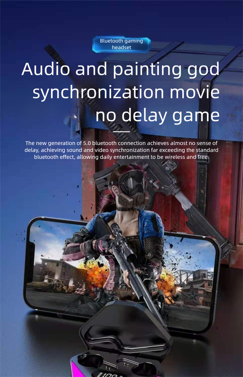 E-Sports Bluetooth Headset Gaming, Kabellos, Klangpositionierung, Kompatibel mit Apple, Android, Huawei, Xiaomi,_voghion.com