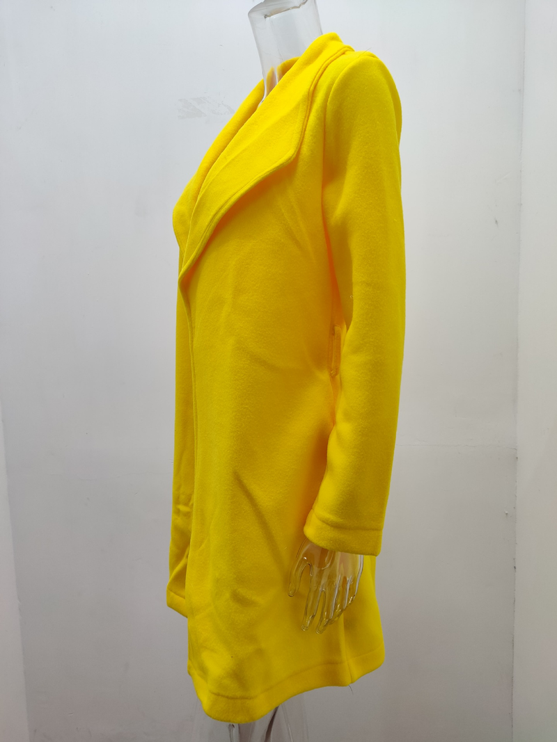 Modischer Damenmantel aus massiver Wolle mit Revers und Schnürung_voghion.com