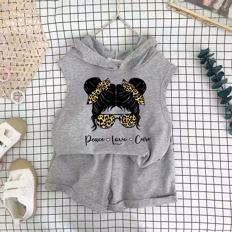 Children's Clothing 2025 New Girls Shorts Suit Hooded Two Piece Korean Style Fashion Cartoon Vest Trend_voghion.com