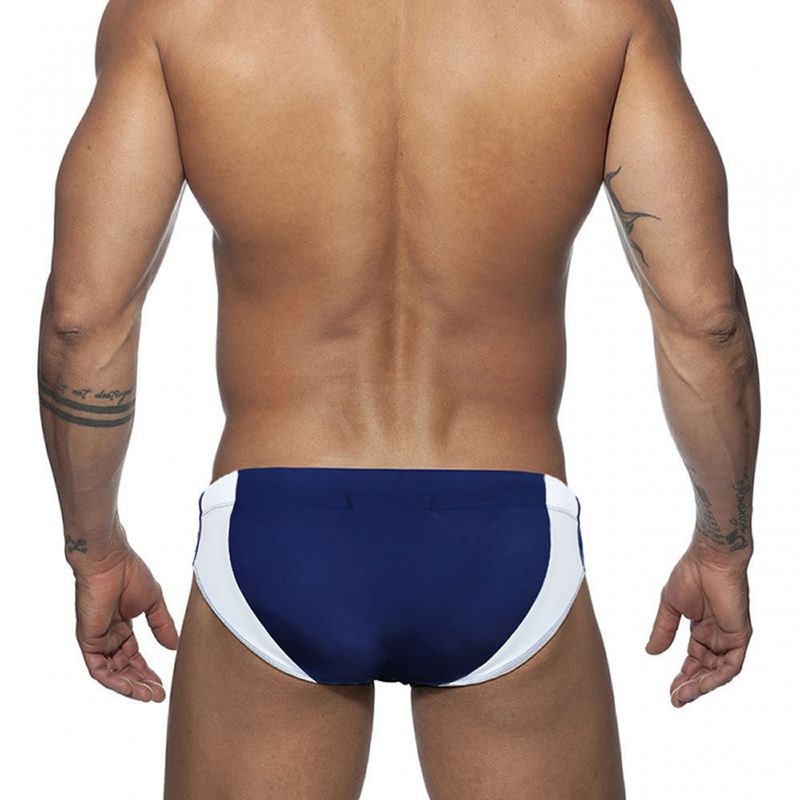UXH Herren-Badehose im schlichten Farbblock-Stil, modisch, sexy, zum Schwimmen, Bräunen, körperformend, dreieckiger Slip für Männer_voghion.com