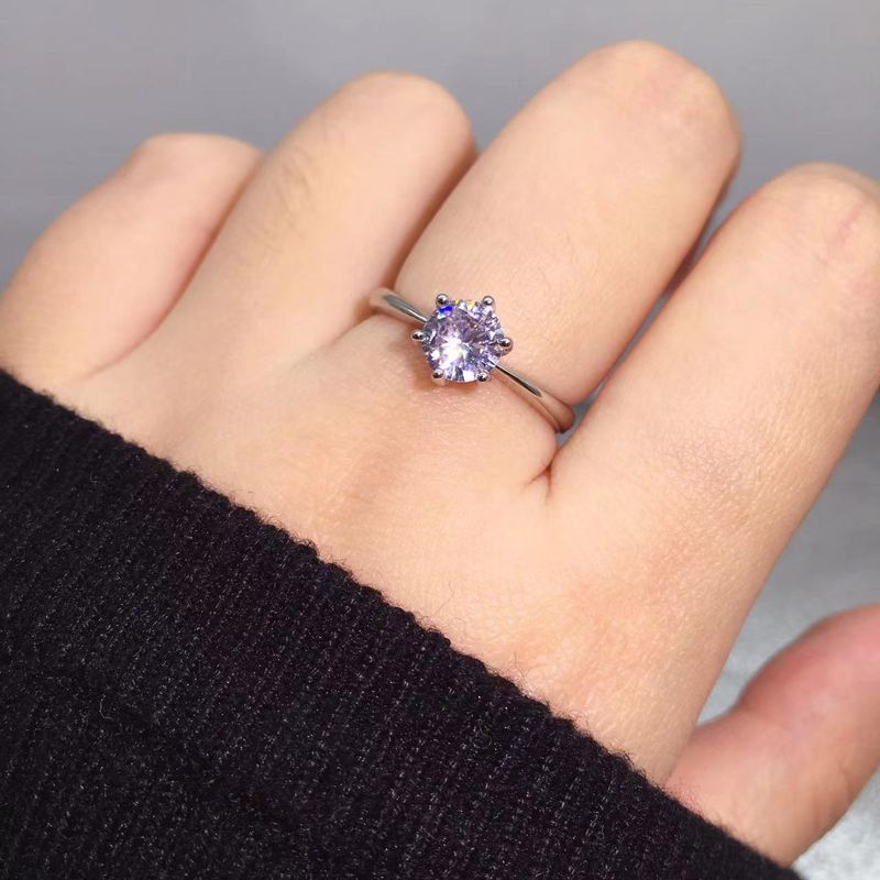 Anello da sposa con moissanite placcato argento e zircone aperto da donna_voghion.com