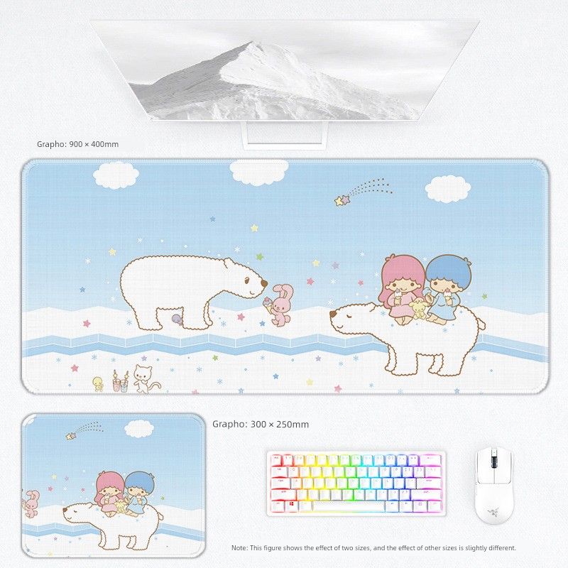 Little Gemini Mouse Keyboard Girls' Office Game Secondary Cartoon Notebook Desk Pad Thickened Oversized_voghion.com