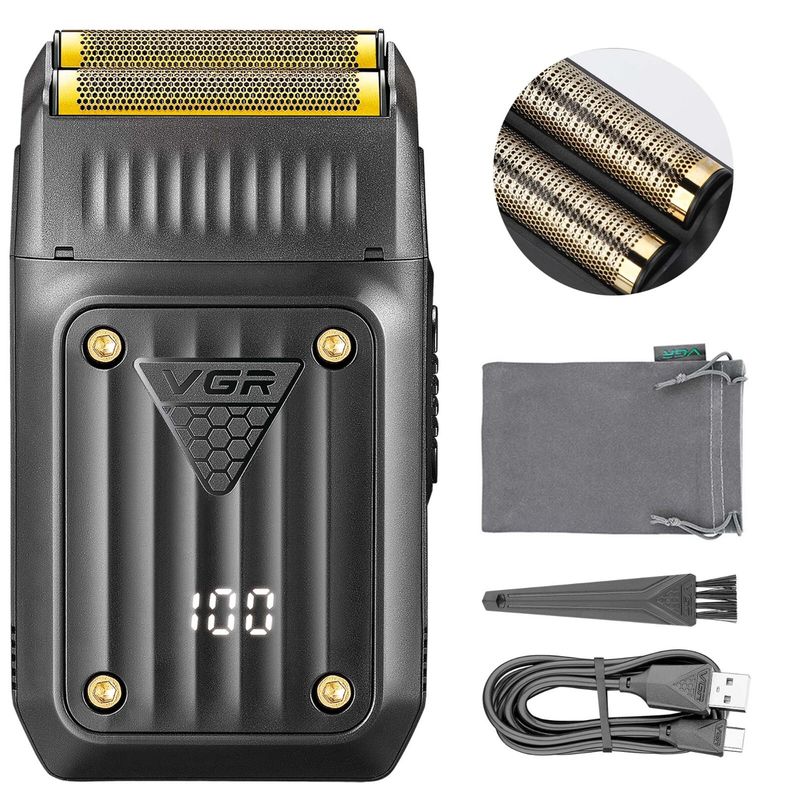 VGR Elektrische Rasierapparate Folie Bart Rasierer Männer Schnurlose Wiederaufladbare Barber Rasur_voghion.com
