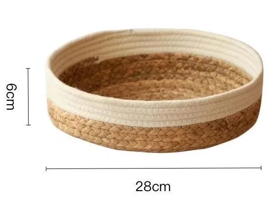 Aufbewahrungskorb, aus Stroh, gewebt, für Obst, für Zuhause, Badezimmer, Tischplatte, für verschiedene Artikel, Snacks, Spielzeug, Aufbewahrungskorb_voghion.com