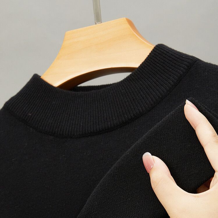 Herrenbekleidung Live-Übertragung Halbrollkragen Langarm-Strickpullover Herren Herbst und Winter Neues einfarbiges warmes Unterhemd Herren_voghion.com