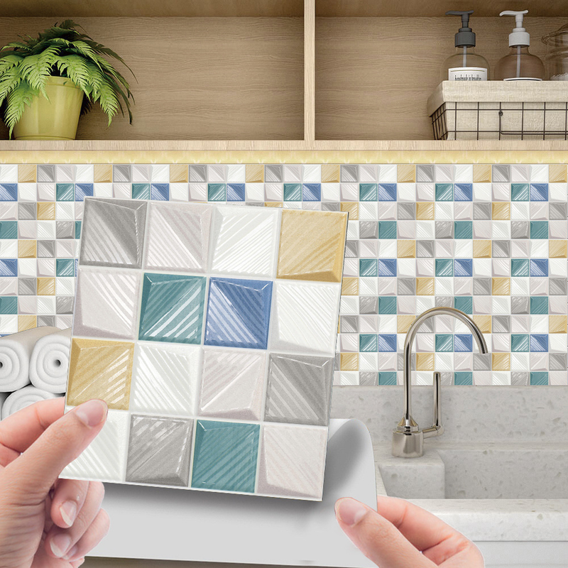 MSC077-0923D Mosaik Krystal Flise Klistermærke Glas Tile DIY Vandtæt selvklæbende vægklistermærke_voghion.com
