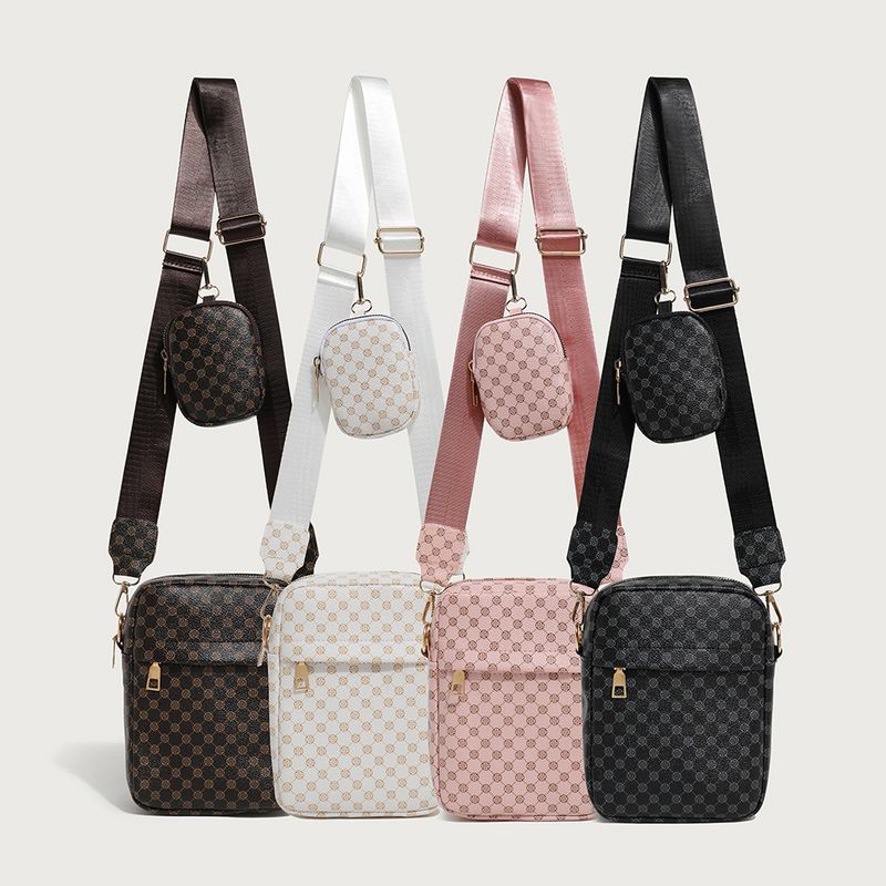 Tweedelige elegante bedrukte cameratas van hoge kwaliteit, verticale telefoon, brede schouderband, crossbodytas voor dames, kleine vierkante tas_voghion.com