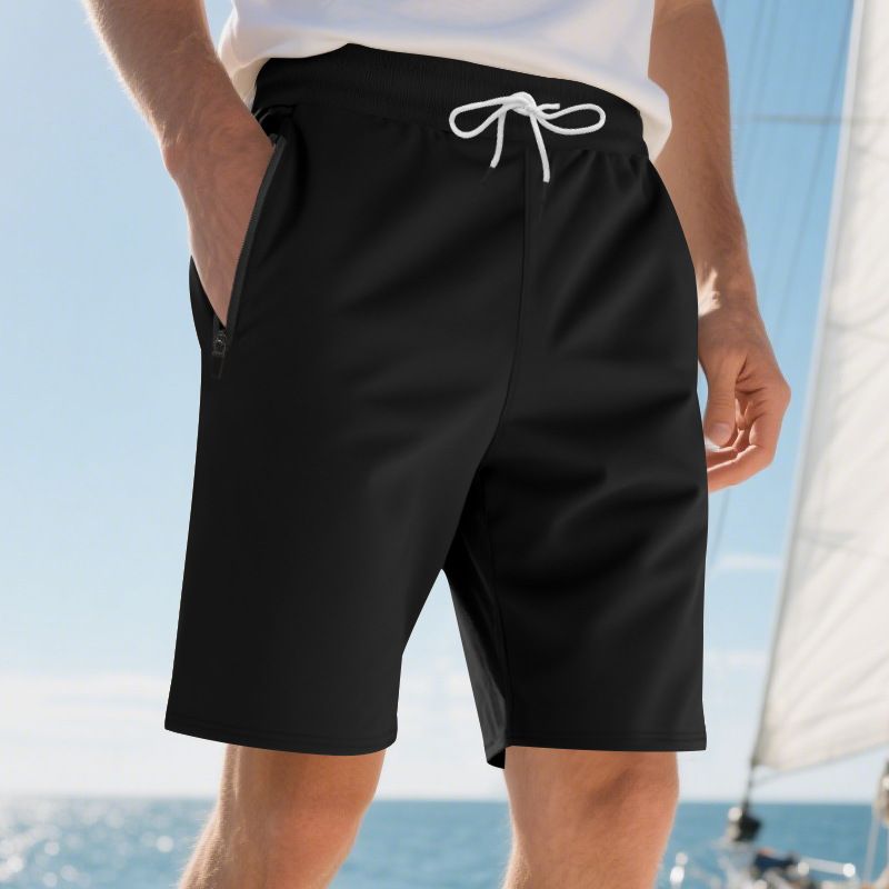 Sommer im amerikanischen Stil Neue Herren Casual Sports Buttoned Beach Solid Color Shorts_voghion.com
