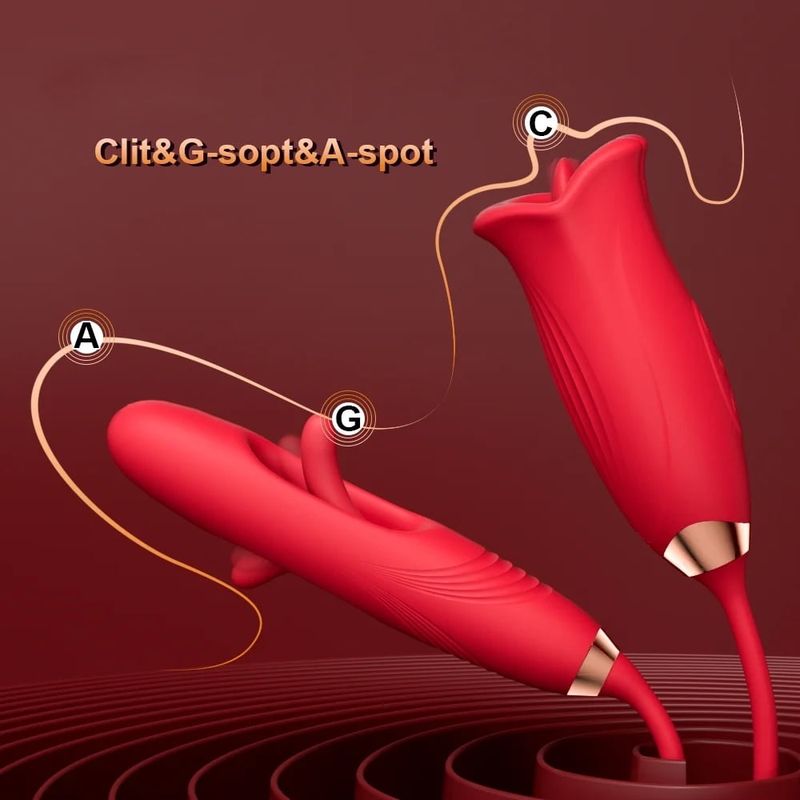 Vibratore giocattolo telescopico a spinta, dildo succhiante, lingua femminile, lecca il punto G_voghion.com