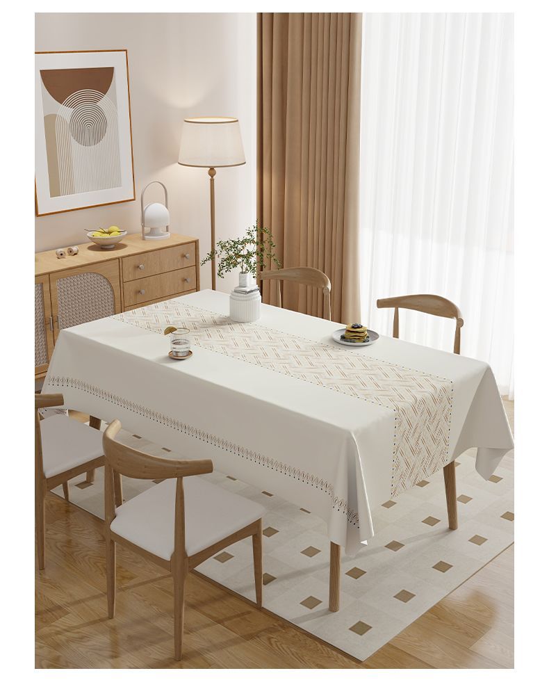 High-end Wash-Free, Wipeable, Waterproof, Oil-Proof, Home Atmosphere Tablecloth, Light Luxury, High-End Feel,_voghion.com