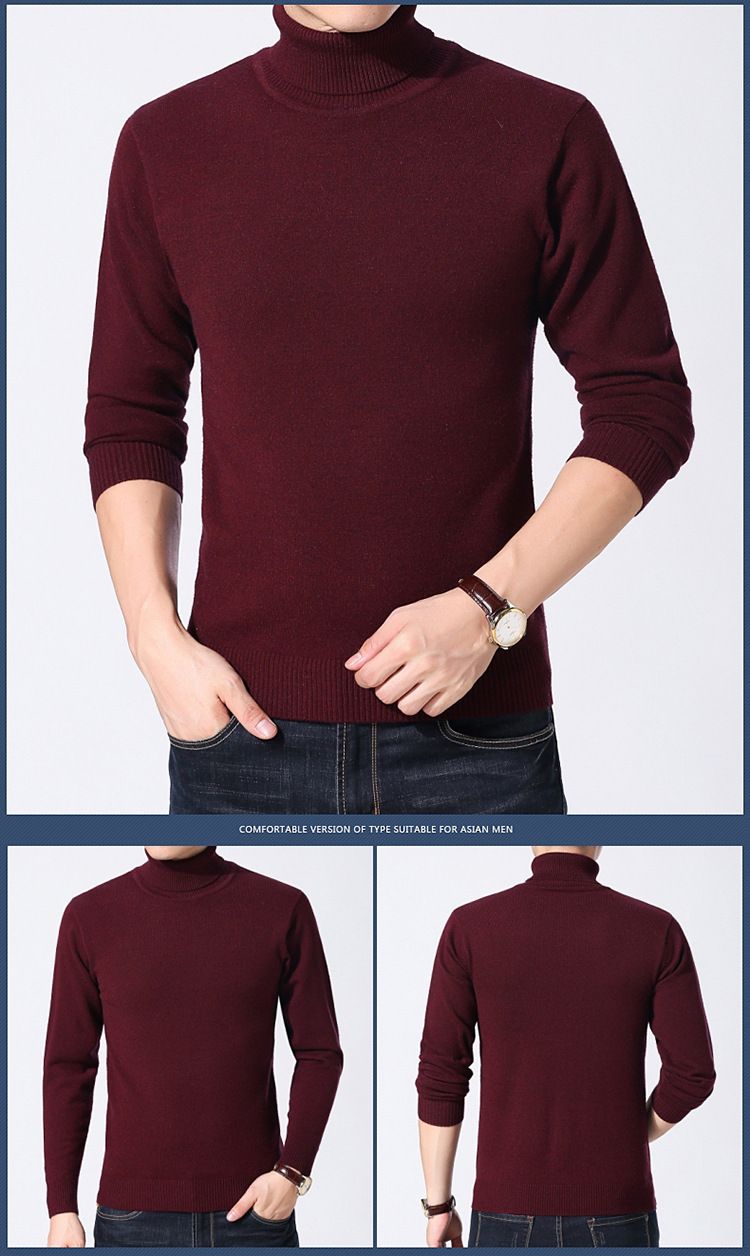Maglione da uomo con collo alto, caldo maglione invernale in morbida lana, vestibilità comoda, a maniche lunghe, con collo alto._voghion.com