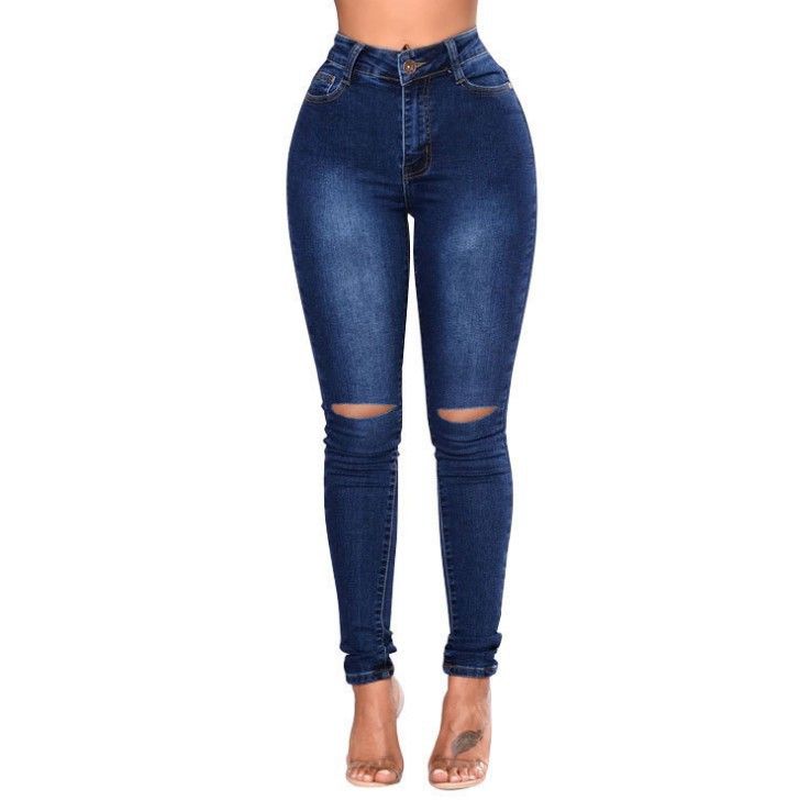 women's slim high stretch ripped jeans pencil pants_voghion.com
