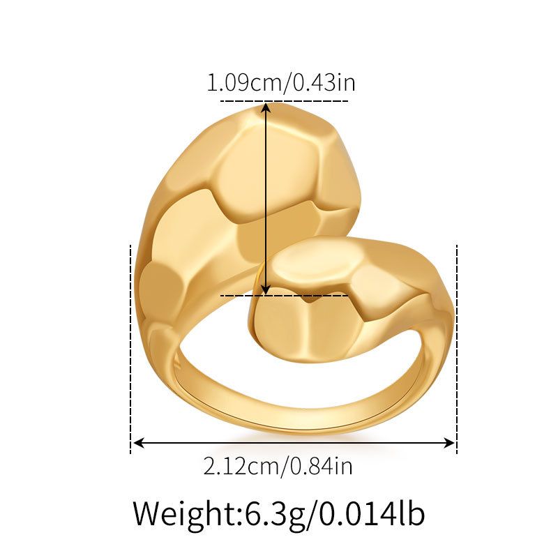 Heavy metal color preserving love ring copper plated with K real gold stacking fashion irregular texture retro ring_voghion.com