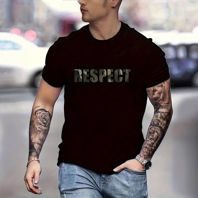2025 neue Kurzarm T-Shirt Männer Koreanischen Stil Brief Drucken Casual Top Sommer Vielseitige Halbe Hülse T-Shirt_voghion.com