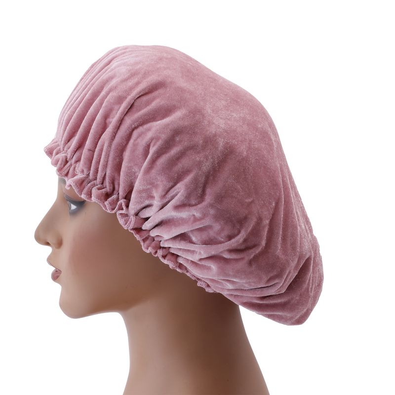Cuffia da notte coreana in velluto - Protezione per capelli con pizzo e fascia elastica per la cura della bellezza durante la notte_voghion.com