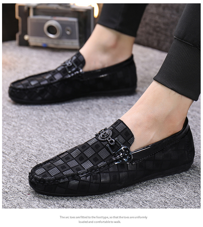 Căciuli pentru bărbați, stil nou de primăvară și vară, pantofi bărbătești în carouri cu un picior, pantofi la modă, pantofi din piele, pantofi casual_voghion.com