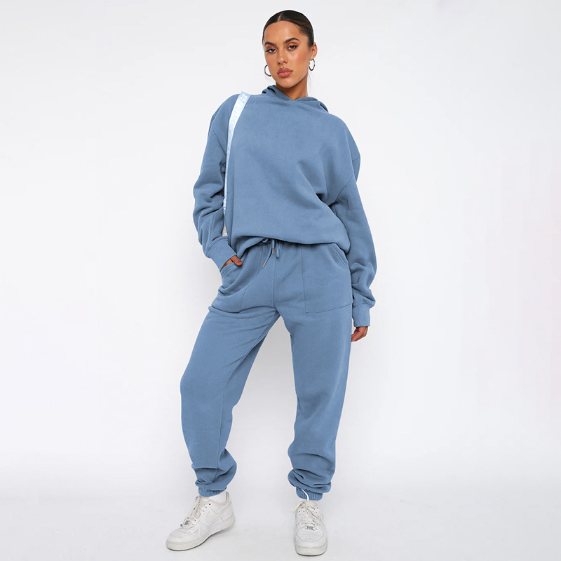 Damen Hosen-Sets Zweiteilige Kapuzenpullover Passende Sets Pullover Sweatshirts Langarm Lose Kordelzug Bleistifthose Lässig_voghion.com