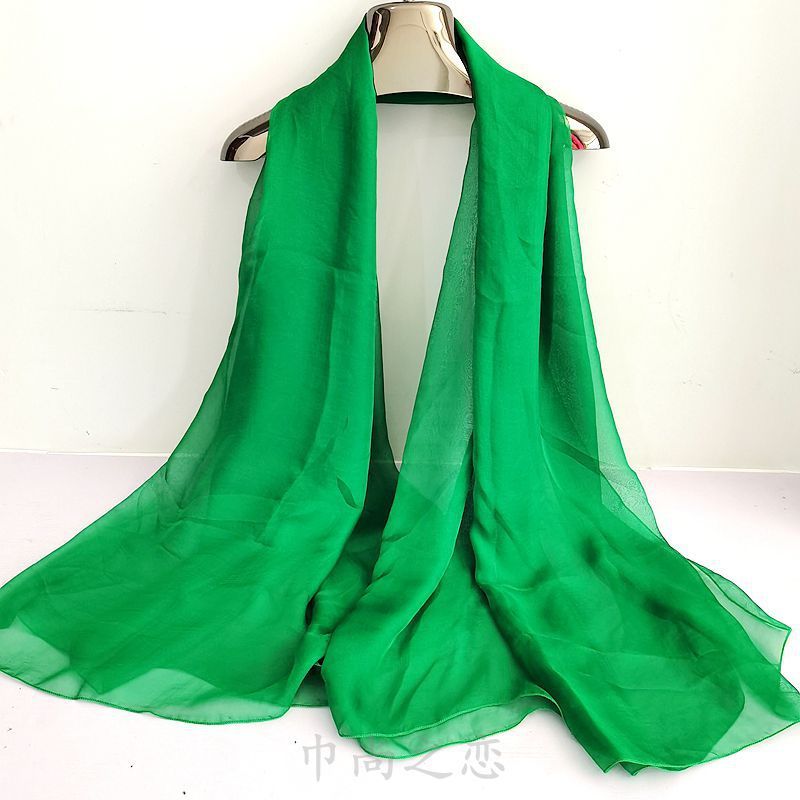 Leuchtend roter Seidenschal für Damen, modischer Chiffonschal für Frühling und Herbst, einfarbiger Tanzschal für den Winter, lange Ausführung_voghion.com