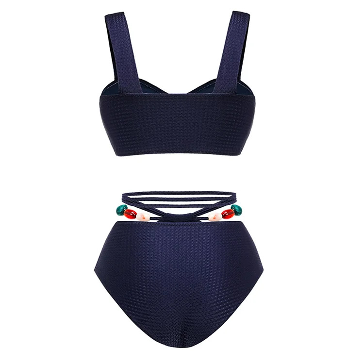 Maillot de bain une pièce perlé pour femme - Tissu texturé élégant_voghion.com