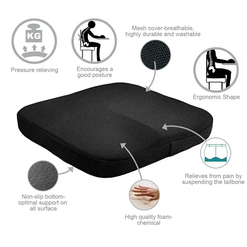 TailboneSciaticaBackPainReliefComfortOfficeChairCarSeatCushionNon-SlipOrthopedicMemoryFoamCoccyxCushion_voghion.com