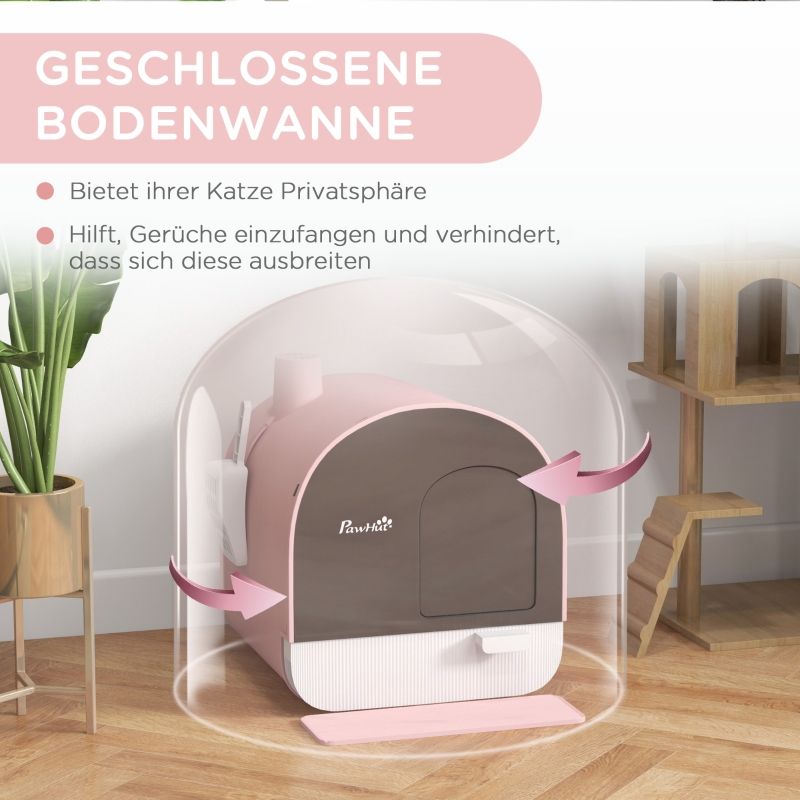 Katzentoilette con deckel, streuschaufel e Schmutzfangmatte, rosa/nero_voghion.com