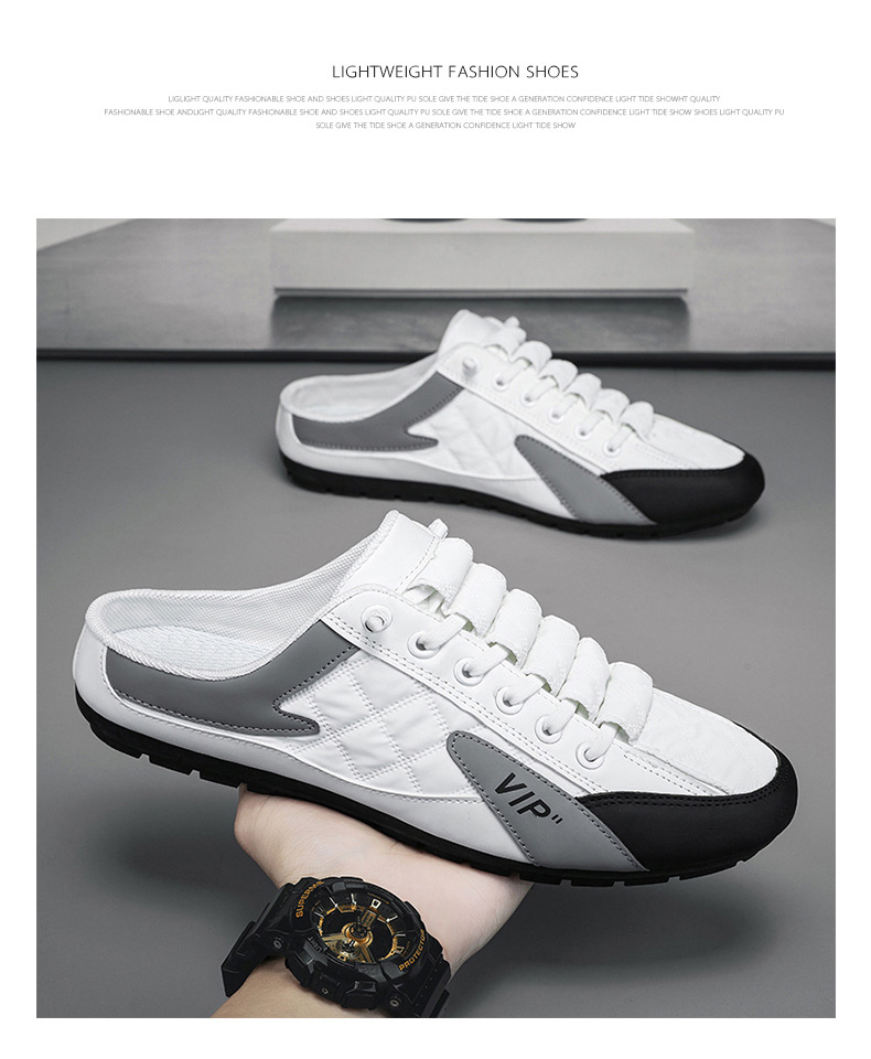 2023 Spring New Men's Shoes Korean Version Trendy All-match Casual Shoes Lazy slip-on semi-trailer shoes Doudou shoes men_voghion.com