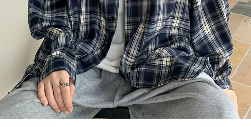 Vintage-Karohemd – Übergroßes Langarm-Leinengemisch, atmungsaktiv und knitterfrei, minimalistisches Freizeitoberteil (M-5XL, Herbst-Essential)_voghion.com