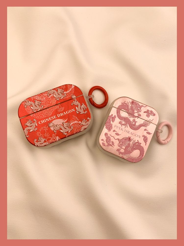 Ochranné pouzdro Ins z galvanicky pokoveného červeného čínského Loongu pro Airpod 3 je vhodné pro bezdrátová sluchátka Airpods Pro s měkkým pláštěm._voghion.com