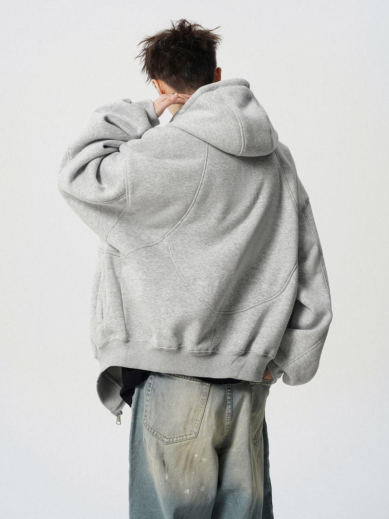 Thick cardigan hoodie men's new trend zipper top youth spring and autumn patchwork hooded jacket_voghion.com