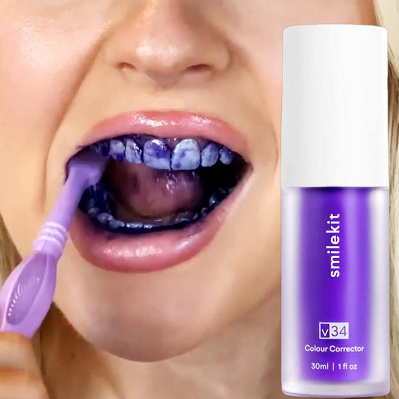 V34 Purple Whitening Tooth Paste Čistí ústa Svěží dech Odstraňuje žluté skvrny Chrání zuby White Dekontaminační péče 2023_voghion.com