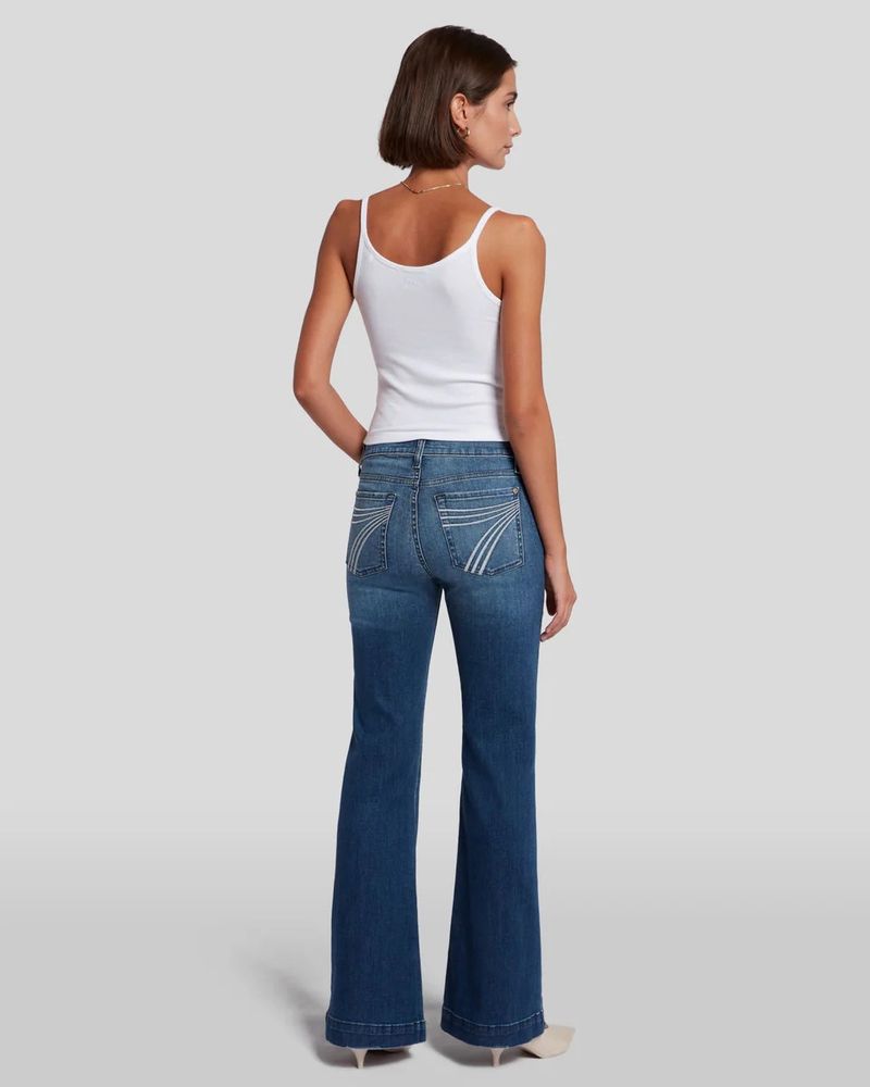 Dametøj Stretch Mellemhøj Talje Flared Jeans Plus Size Stretch Mellemhøj_voghion.com